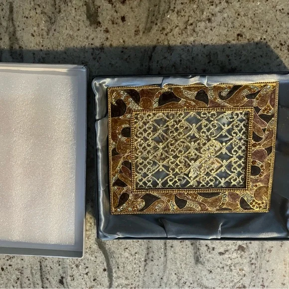 RARE Ciel Collectable Metal Swarovski Crystal Enamel & Jewel Photo Picture Frame